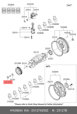 Болт шкива коленвала 2312742002 HYUNDAI KIA