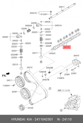 Распредвал 2411042501 HYUNDAI KIA