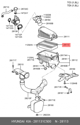 Фильтр воздушный 281131C500 HYUNDAI KIA
