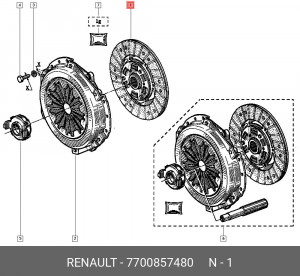 Диск сцепления 7700857480 RENAULT