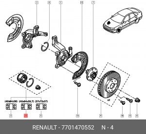Подшипник ступицы колеса 7701470552 RENAULT