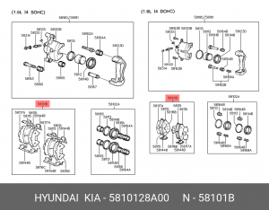 Колодки тормозные дисковые 58101-28A00 HYUNDAI KIA