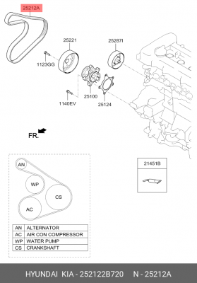 Ремень приводной 25212-2B720 HYUNDAI KIA
