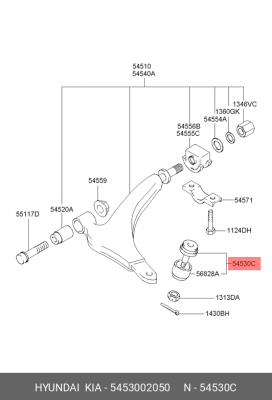 Опора шаровая подвески 5453002050 HYUNDAI KIA