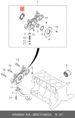 Сальник коленвала 0B3C710602A HYUNDAI KIA