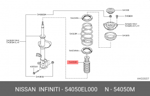 Отбойник с пыльником амортизатора подвески (комплект) 54050-EL000 NISSAN