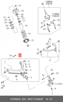 Рычаг подвески 0K01134300F HYUNDAI KIA