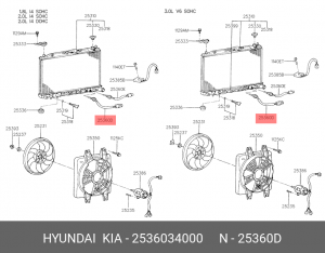 Датчик температуры охлаждающей жидкости 2536034000 HYUNDAI KIA