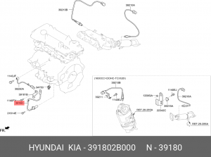 Датчик положения коленвала 391802B000 HYUNDAI KIA