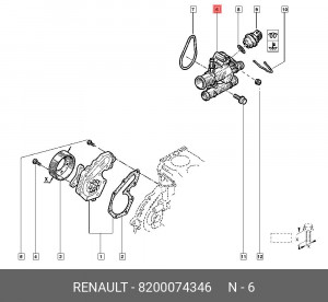 Термостат системы охлаждения с корпусом 8200074346 RENAULT