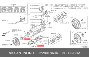 Полукольца вкладышей коленвала 12280-ES60A NISSAN