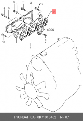 Прокладка выпускного коллектора 0K71013462 HYUNDAI KIA