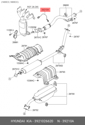 Датчик кислородный (лямбда-зонд) 3921026620 HYUNDAI KIA