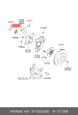 Подшипник ступицы колеса 517202D200 HYUNDAI KIA