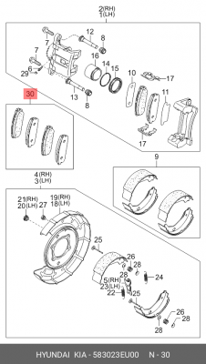 Колодки тормозные дисковые 583023EU00 HYUNDAI KIA