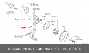 Болт крепления 40178AX06C NISSAN