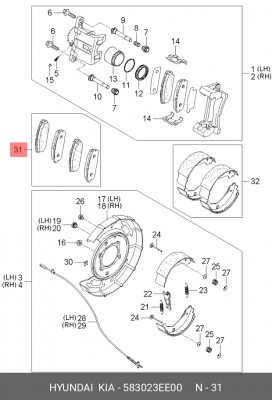 Колодки тормозные дисковые 58302-3EE00 HYUNDAI KIA
