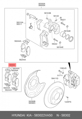 Колодки тормозные дисковые 583022VA50 HYUNDAI KIA