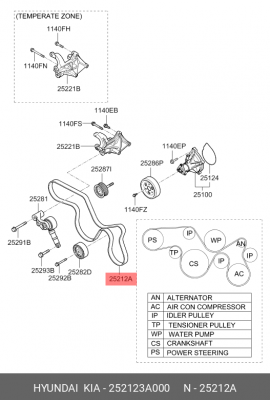 Ремень приводной 252123A000 HYUNDAI KIA