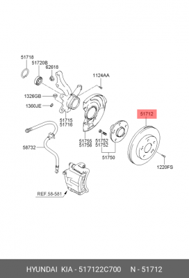 Диск тормозной 517122C700 HYUNDAI KIA
