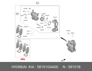 Колодки тормозные дисковые 58101G4A00 HYUNDAI KIA