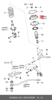 Опора амортизатора подвески 54615-FD000 HYUNDAI KIA