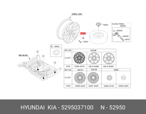 Гайка ступицы колеса 5295037100 HYUNDAI KIA