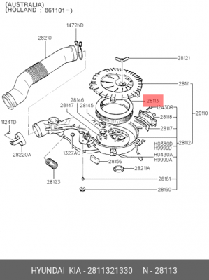 Фильтр воздушный 28113-21330 HYUNDAI KIA