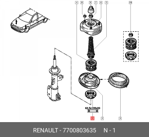 Опоры амортизаторов подвески (комплект) 7700803635 RENAULT