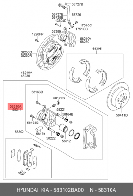 Суппорт тормозной 583102BA00 HYUNDAI KIA