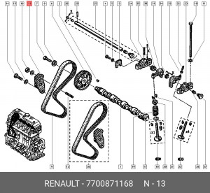 Ремень ГРМ - газораспределительного механизма (комплект) 7700871168 RENAULT