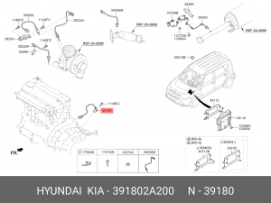 Датчик положения коленвала 391802A200 HYUNDAI KIA