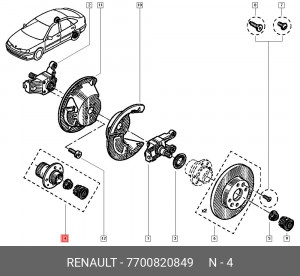 Подшипник ступицы колеса 7700820849 RENAULT