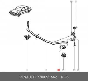 Втулка стабилизатора 7700771562 RENAULT