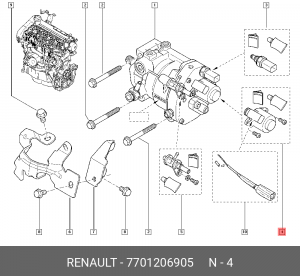 Регулятор давления подачи топлива 7701206905 RENAULT
