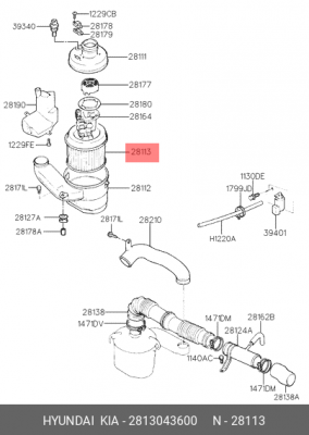 Фильтр воздушный 2813043600 HYUNDAI KIA