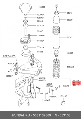 Амортизатор подвески 5531139800 HYUNDAI KIA