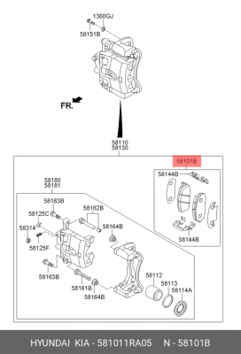 Колодки тормозные дисковые 58101-1RA05 HYUNDAI KIA