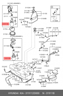 Фильтр топливный 319112D000 HYUNDAI KIA