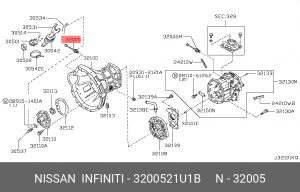 Выключатель фонарей заднего хода 32005-21U1B NISSAN