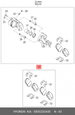 Колодки тормозные дисковые 58302-2GA00 HYUNDAI KIA