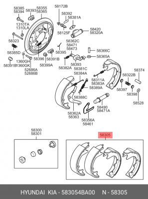 Колодки тормозные барабанные 583054BA00 HYUNDAI KIA