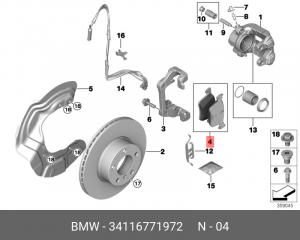 Колодки тормозные дисковые 34 11 6 771 972 BMW