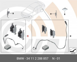 Колодки тормозные дисковые 34 11 2 288 857 BMW