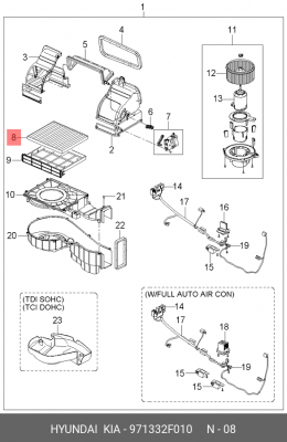 Фильтр салона 97133-2F010 HYUNDAI KIA