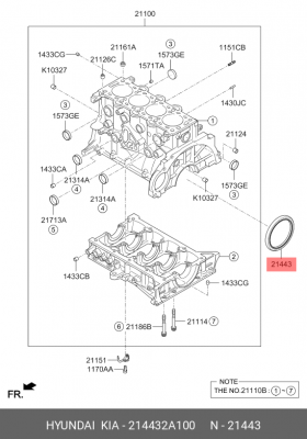 Сальник коленвала 214432A100 HYUNDAI KIA