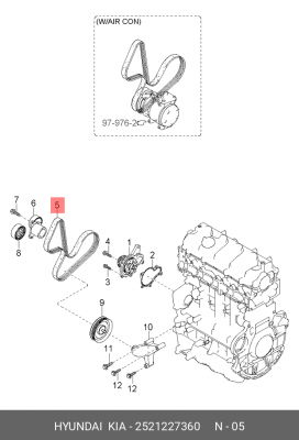 Ремень приводной 25212-27360 HYUNDAI KIA