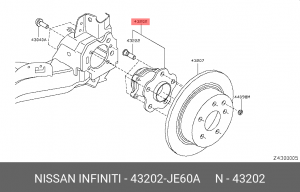 Подшипник ступицы колеса со ступицей (комплект) 43202-JE60A NISSAN