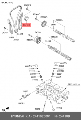 Натяжитель цепи ГРМ 2441025001 HYUNDAI KIA