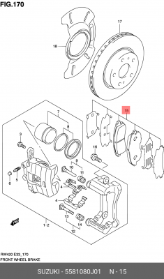 Колодки тормозные дисковые 55810-80J01 SUZUKI